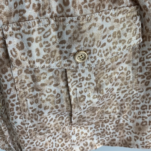 Charter Club 100% linen gold shimmer safari jacket M - Picture 3 of 8